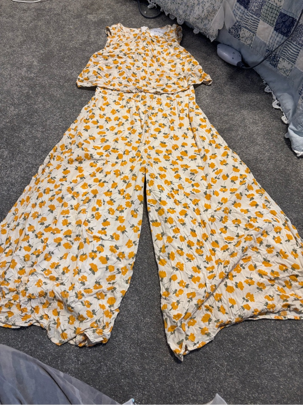 MVN the label Women’s Floral Wide-Leg Jumpsuit in Yellow Floral